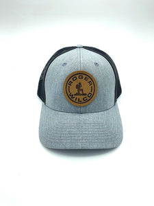 TOP SELLER!   Leather Patch Trucker Cap - Grey With Black Mesh