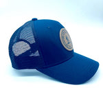 Load image into Gallery viewer, NEW!  Navy Trucker Hat with Captain Mike Leather Patch
