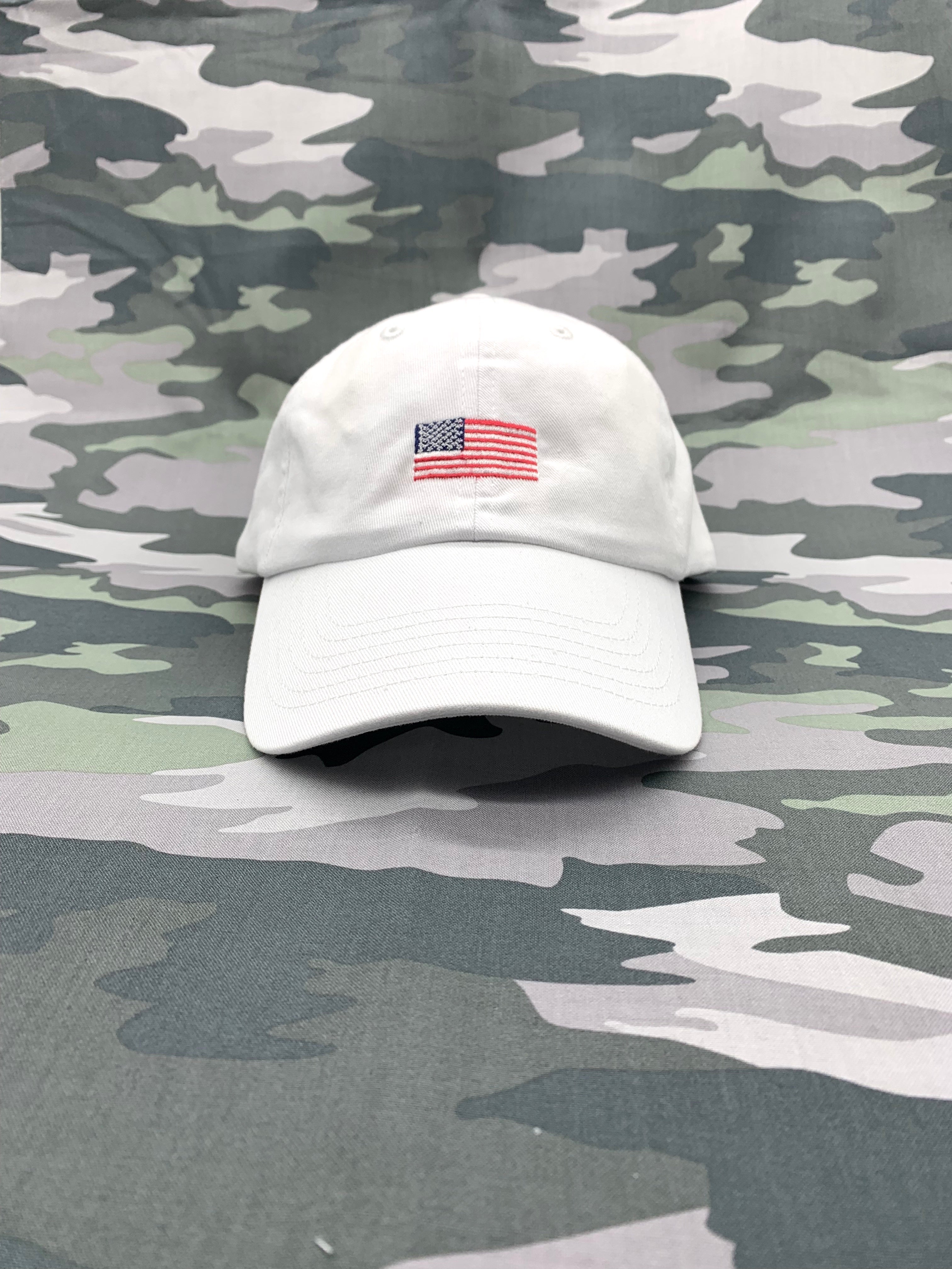 US Flag Dad Hat - White